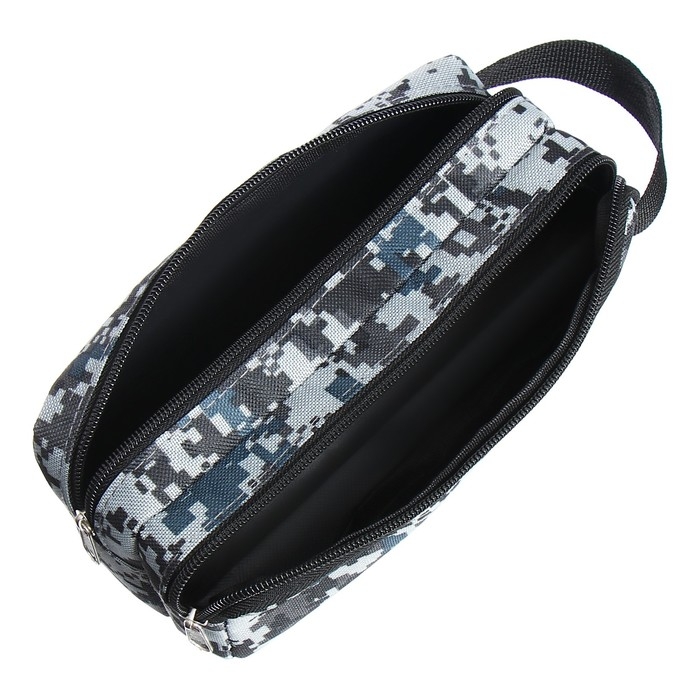 Пенал мягкий 3 отделения, 90 х 215 х 80 мм, объёмный, с ручкой,Calligrata, Пенал мягкий 3 отделения, 90 х 215 х 80 мм, объёмный, с ручкой,Calligrata, "Миллитари" серый