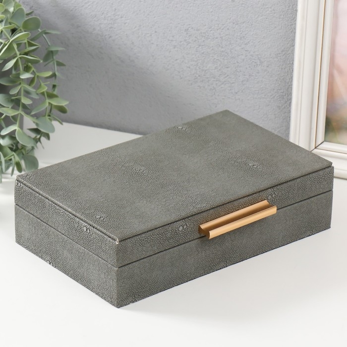 Шкатулка дерево кожзам Шкатулка дерево кожзам "Благородный серый" 25х15х6,5 см
