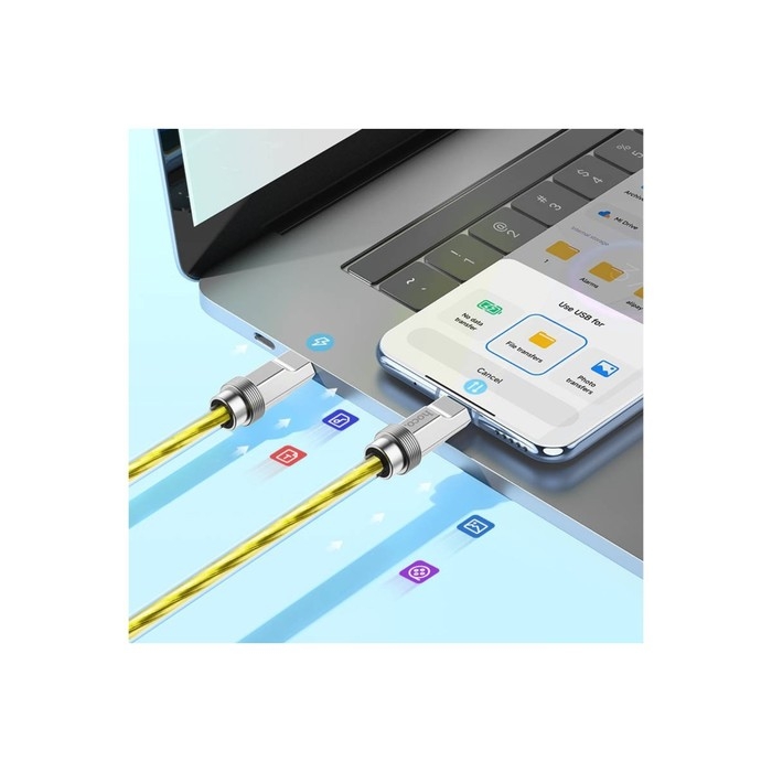 Кабель Hoco U113, Type-C - Type-C, 3 А, 1 м, оплётка прозрачный силикон, золотистый Кабель Hoco U113, Type-C - Type-C, 3 А, 1 м, оплётка прозрачный силикон, золотистый