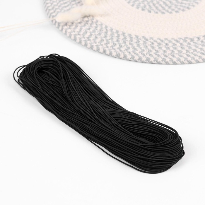 Резинка шляпная, 1,5 мм, 50 ± 1 м, цвет чёрный Резинка шляпная, 1,5 мм, 50 ± 1 м, цвет чёрный