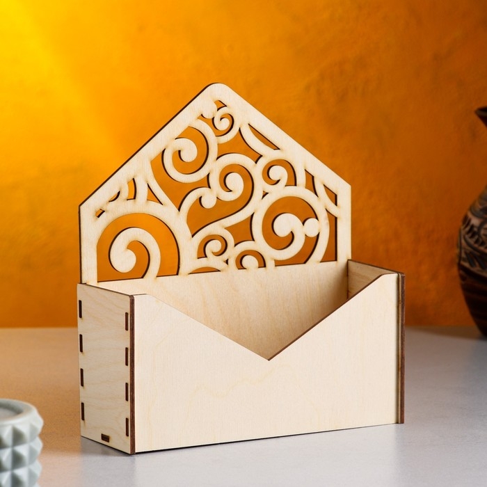 Кашпо деревянное 18×6×20 см Конверт Радель  Кашпо деревянное 18×6×20 см Конверт Радель "Дуновение", натуральный Дарим Красиво