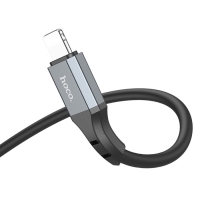 Кабель Hoco X92, Lightning - USB, 2.4 А, 3 м, оплётка силикон, чёрный