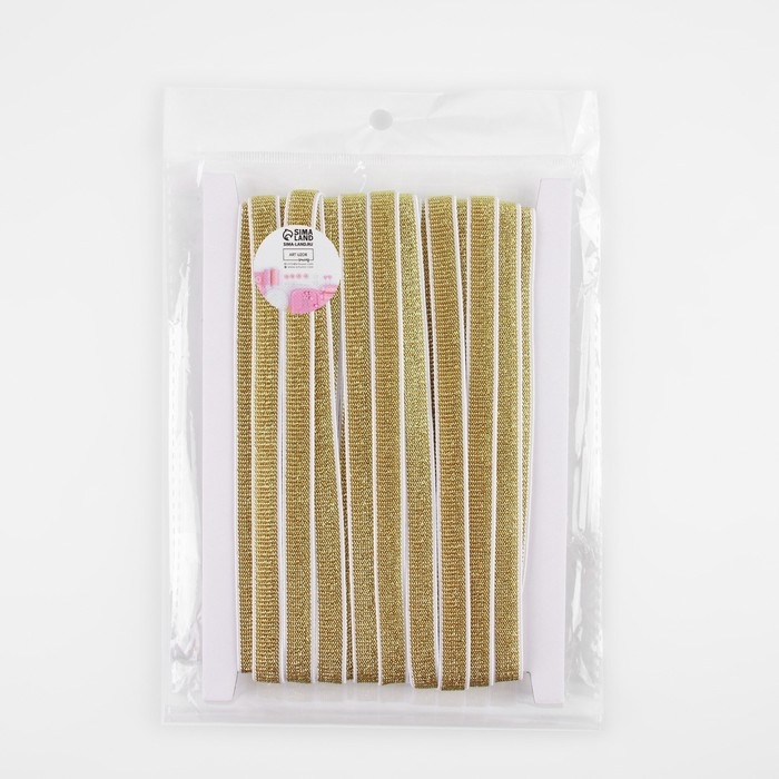 Резинка с глиттером, 10 мм, 10 ± 1 м, цвет белый/золотой Резинка с глиттером, 10 мм, 10 ± 1 м, цвет белый/золотой