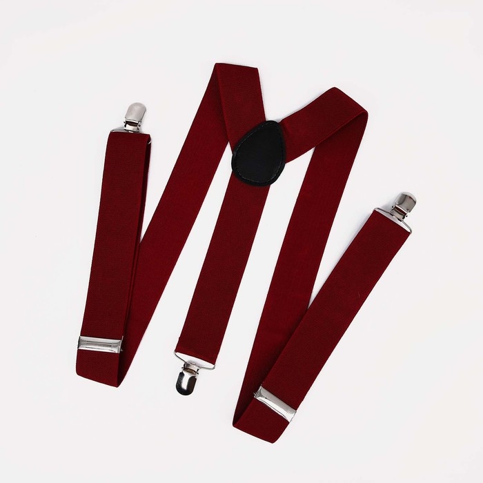 Подтяжки взрослые, ширина 3.5 см, цвет бордовый Подтяжки взрослые, ширина 3.5 см, цвет бордовый