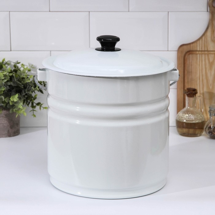 Ведро эмалированное,12 л, с крышкой, цвет белый Ведро эмалированное,12 л, с крышкой, цвет белый