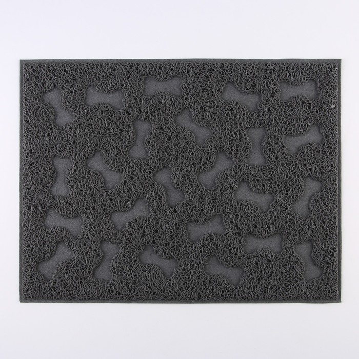 Коврик универсальный под миску и лоток «Косточки», 30х40 см, серый Коврик универсальный под миску и лоток «Косточки», 30х40 см, серый