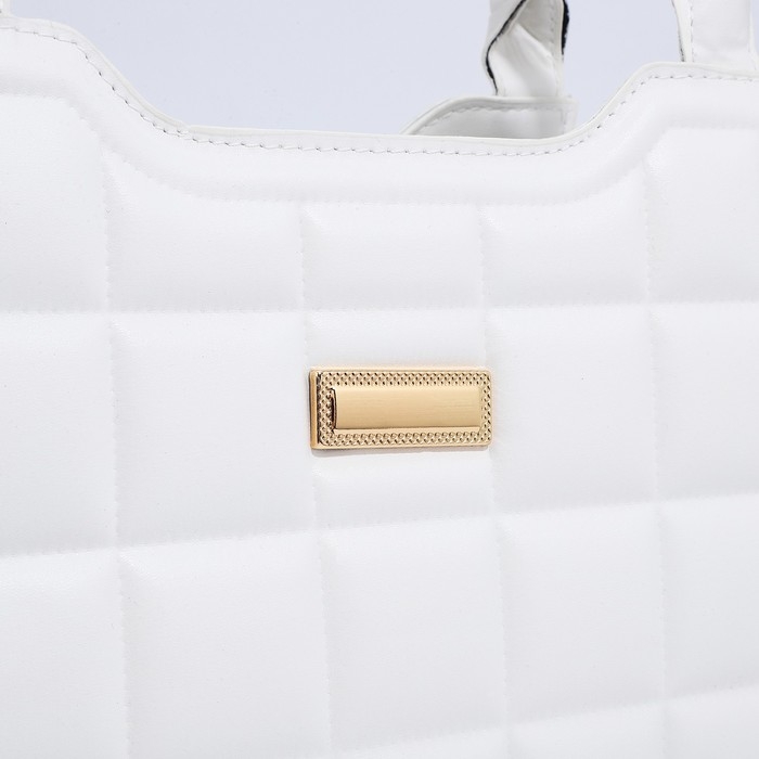 Сумка женская тоут на молнии, цвет белый