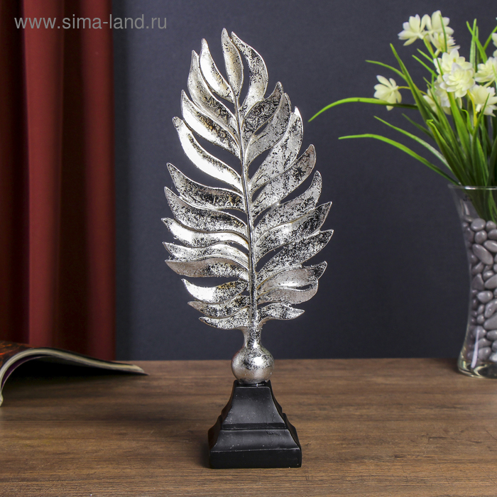 Сувенир полистоун  Сувенир полистоун "Пёрышко" серебро 32х12,5х7 см