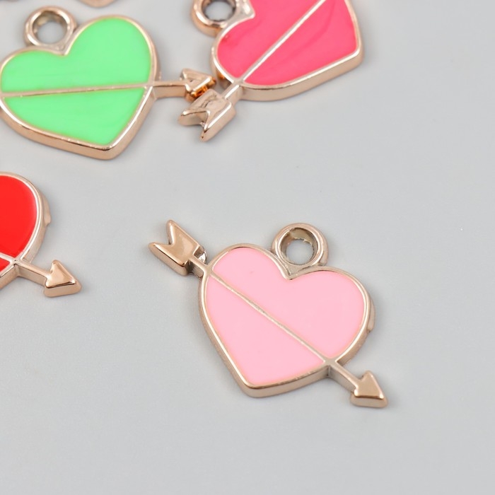 Декор для творчества пластик под металл Декор для творчества пластик под металл "Сердце со стрелой" МИКС набор 6 шт 0,2х3,4х2,2 см