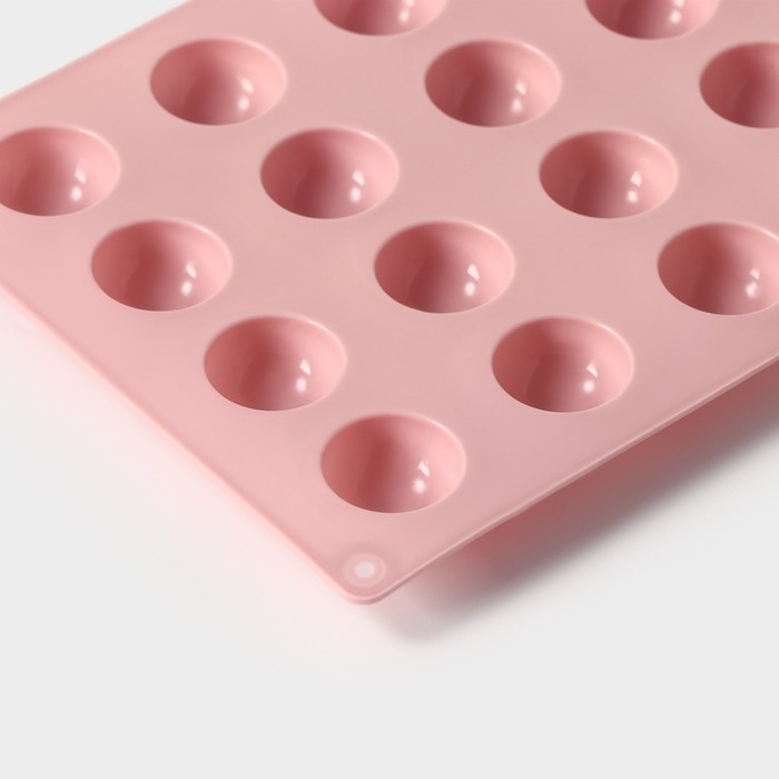 Форма для выпечки Доляна «Фигуры.Полусфера», силикон, 28,3×16,5 см, 24 ячейки (d=2,8 см), цвет розовый Форма для выпечки Доляна «Фигуры.Полусфера», силикон, 28,3×16,5 см, 24 ячейки (d=2,8 см), цвет розовый