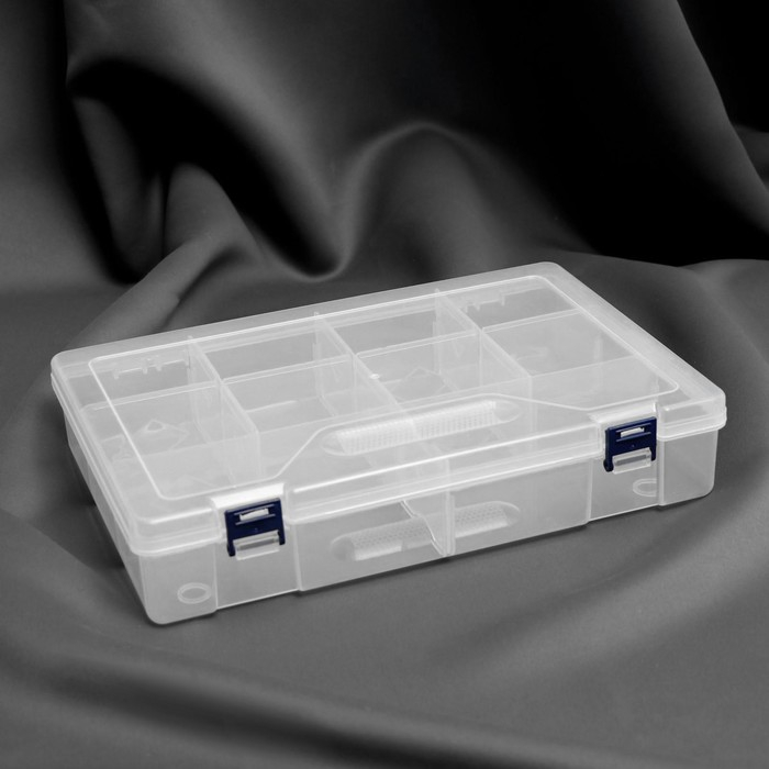 Органайзер для рукоделия, со съёмными ячейками, 10 отделений, 31 × 20,5 × 6 см, цвет прозрачный