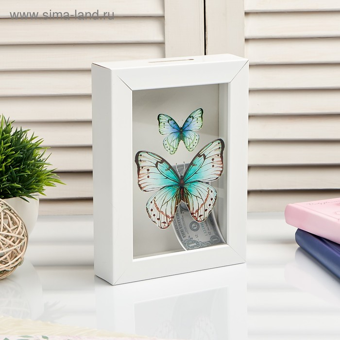 Копилка интерьерная пластик Копилка интерьерная пластик "Бабочки" 17х12х3,8 см