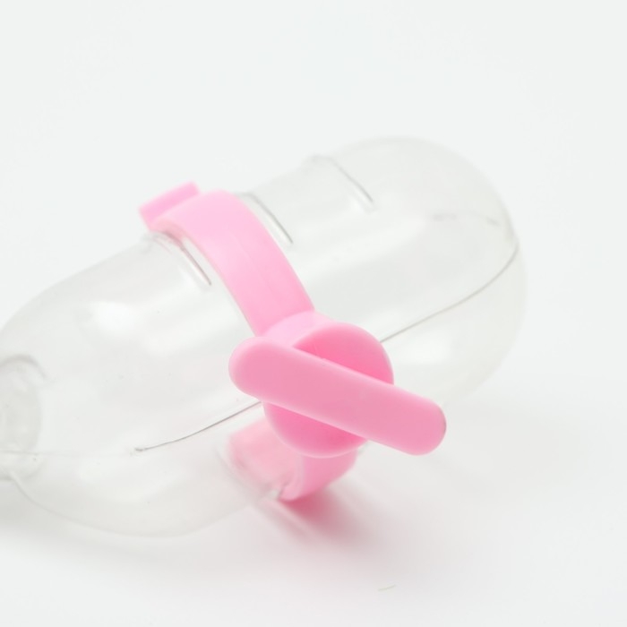 Поилка для грызунов, 60 мл, прозрачная с розовым креплением Поилка для грызунов, 60 мл, прозрачная с розовым креплением