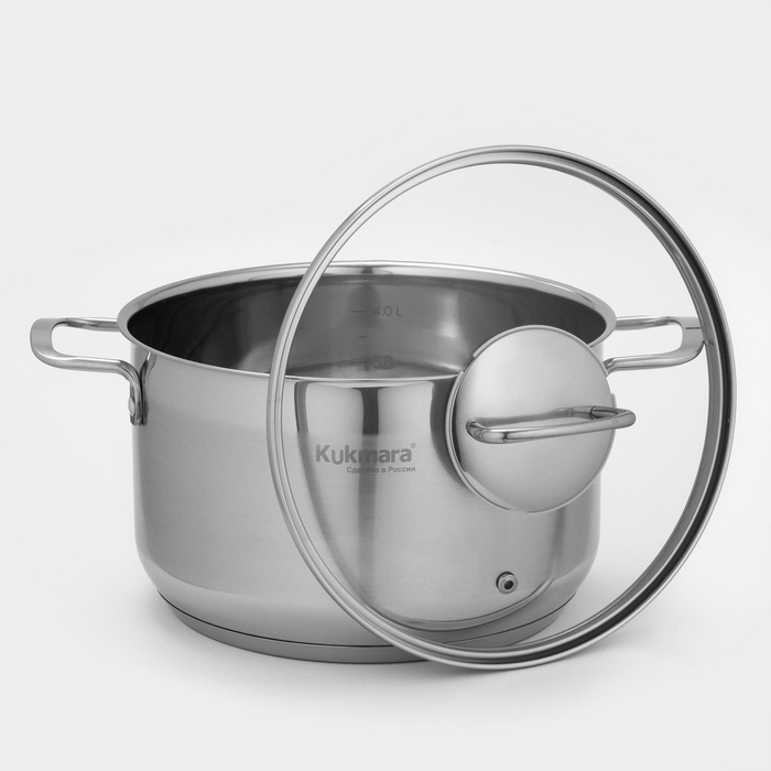 Кастрюля ORION, 4.5 л, d=22 см, стеклянная крышка, капсульное дно, индукция Кастрюля ORION, 4.5 л, d=22 см, стеклянная крышка, капсульное дно, индукция