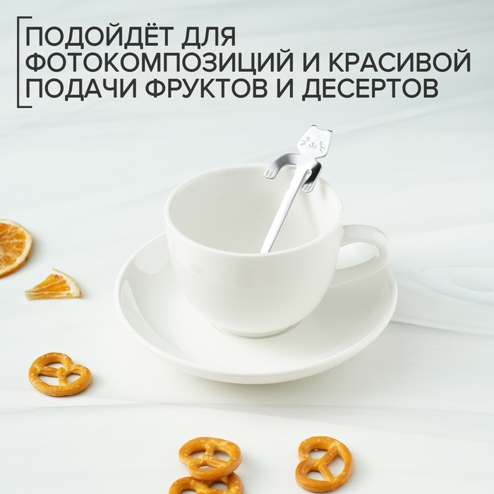 Ложка чайная из нержавеющей стали Magistro «Котик», длина 11,5 см, цвет серебряный Ложка чайная из нержавеющей стали Magistro «Котик», длина 11,5 см, цвет серебряный