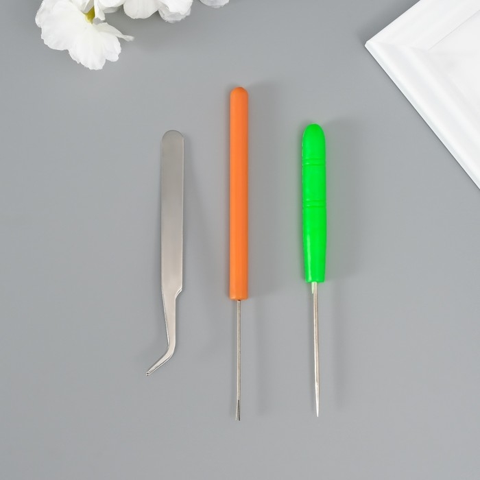 Набор инструментов для квиллинга 3 предмета: инструмент  разрез 0,7 см, шило и пинцет 10 см Набор инструментов для квиллинга 3 предмета: инструмент  разрез 0,7 см, шило и пинцет 10 см