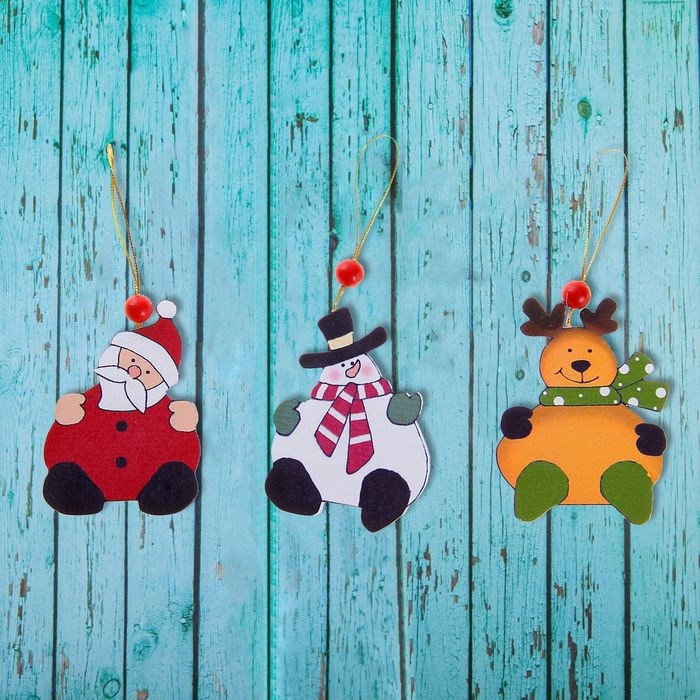 Подвеска новогодняя Подвеска новогодняя "Весёлый Новый год", золотая нить, МИКС