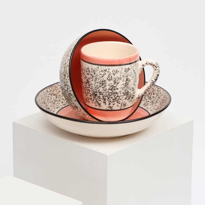 Набор керамической посуды «Алладин», 3 предмета: салатник 700 мл, тарелка 20 см, кружка 350 мл, розовый, 1 сорт, Иран Набор керамической посуды «Алладин», 3 предмета: салатник 700 мл, тарелка 20 см, кружка 350 мл, розовый, 1 сорт, Иран