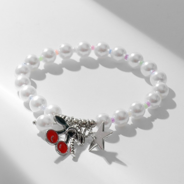 Браслет жемчуг «Марджери» вишня и пальма, цветной Браслет жемчуг «Марджери» вишня и пальма, цветной