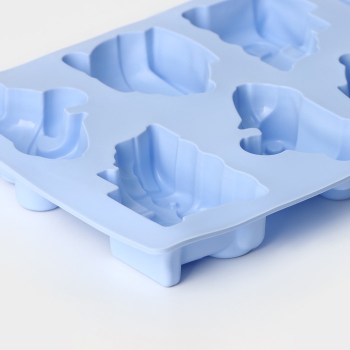 Форма для выпечки Доляна &laquo;Транспорт&raquo;, силикон, 29&times;17,5 см, 8 ячеек (7,5&times;5,8 см), цвет МИКС