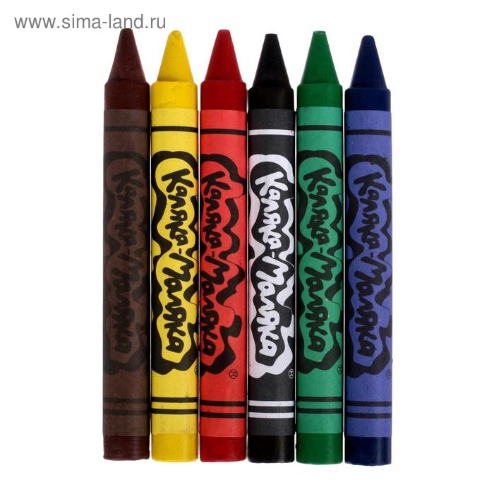 Мелки восковые 6 цветов, Мелки восковые 6 цветов, "Каляка-Маляка" толстые круглые