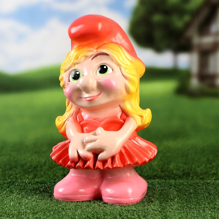 Садовая фигура  Садовая фигура "Девочка - гномик" 33см
