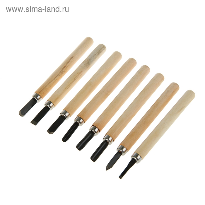 Набор резцов по дереву ЛОМ, деревянная рукоятка, 8 шт. Набор резцов по дереву ЛОМ, деревянная рукоятка, 8 шт.