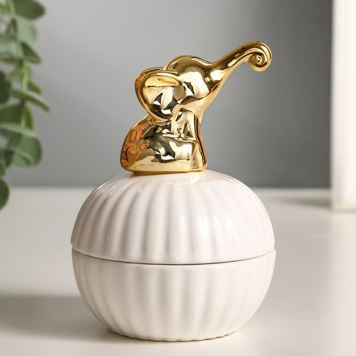 Шкатулка керамика Шкатулка керамика "Золотой слонёнок" 11,3х8х8 см