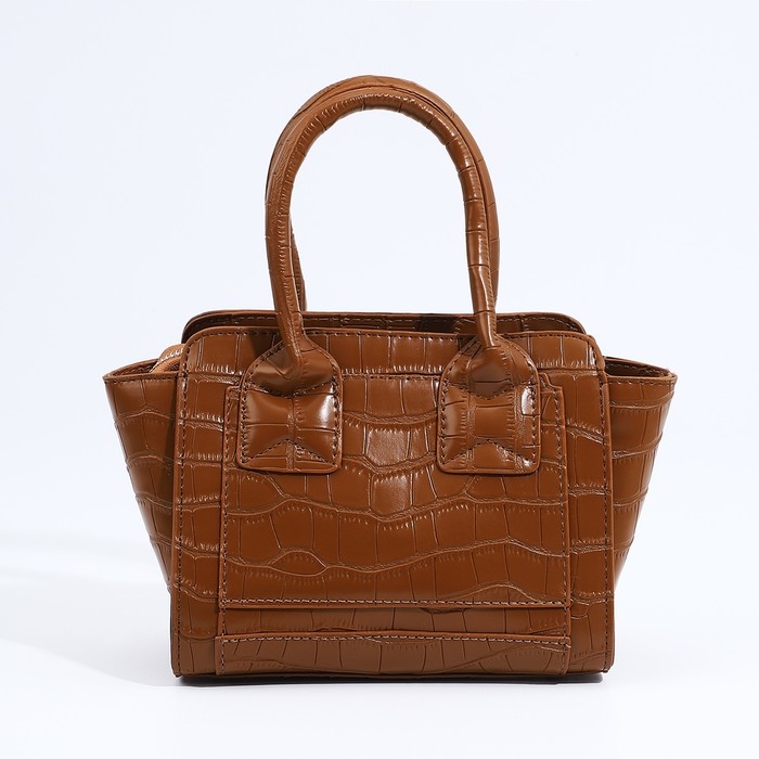 Сумка женская тоут на молнии, цвет коричневый