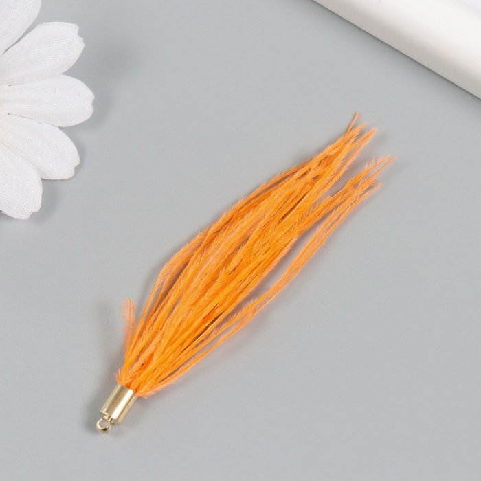 Декор для творчества перо Декор для творчества перо "Кисть Страус" набор 2 шт персик 9х0,5 см