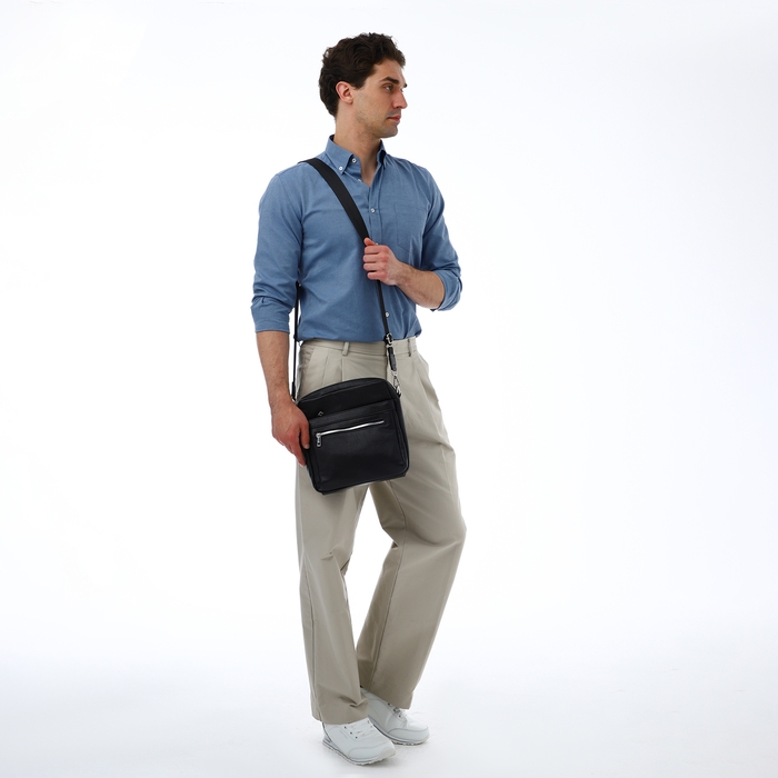 Сумка мужская через плечо TEXTURA, искусственная кожа, цвет чёрный Сумка мужская через плечо TEXTURA, искусственная кожа, цвет чёрный