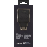 Сетевое зарядное устройство UNBRÖKE UN-1, USB+Type-C, 3 A, индикатор, черное