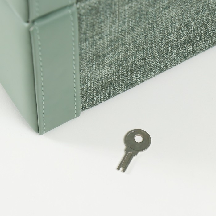 Шкатулка кожзам для украшений сундук Шкатулка кожзам для украшений сундук "Зелёная" комбинированная 23,5х16,5х14,5 см