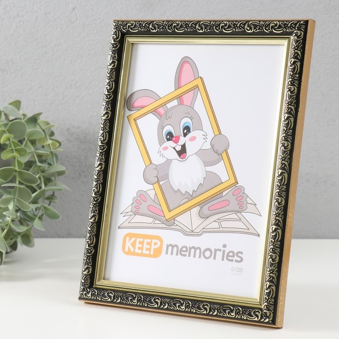 Фоторамка пластик Фоторамка пластик "Винтаж" 15х21 см, черный с золотом