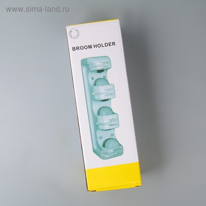 Держатель для уборочного инвентаря с крючками, 26×6×9 см, цвет МИКС Держатель для уборочного инвентаря с крючками, 26×6×9 см, цвет МИКС