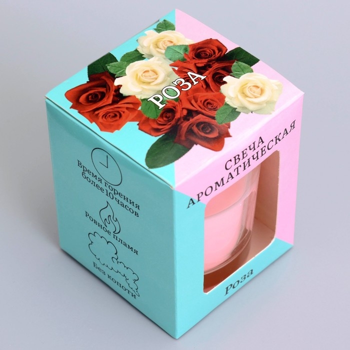 Свеча  ароматическая в стекле 5х6см, роза