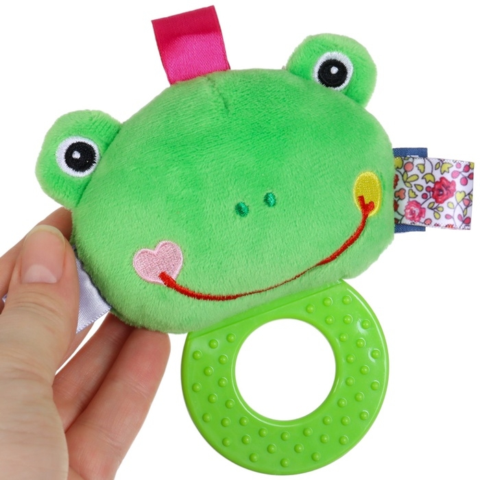 Погремушка мягкая с прорезывателем «Лягушонок», Крошка Я Погремушка мягкая с прорезывателем «Лягушонок», Крошка Я