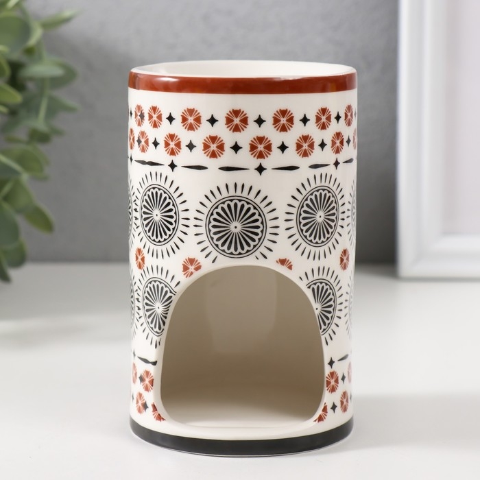 Аромалампа керамика  Аромалампа керамика "Геометрические цветы" 7,2х7,2х11,6 см