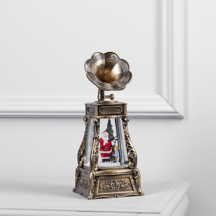 Светодиодная фигура «Граммофон с Дедом Морозом» 11 × 28 × 11 см, пластик, батарейки ААх3 (не в комплекте), USB, свечение тёплое белое Светодиодная фигура «Граммофон с Дедом Морозом» 11 × 28 × 11 см, пластик, батарейки ААх3 (не в комплекте), USB, свечение тёплое белое