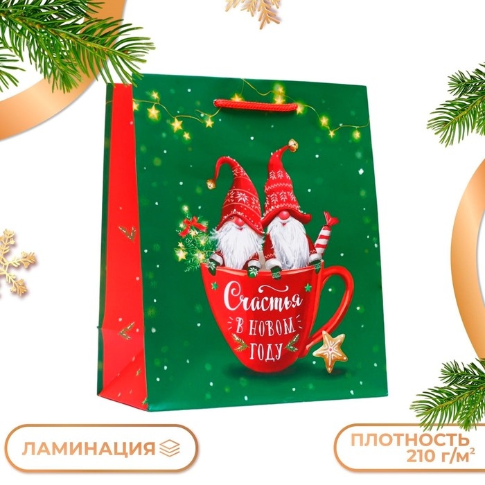 Новый год. Пакет подарочный Новый год. Пакет подарочный "Братья эльфы", 18 х 22,3 х 10 см.