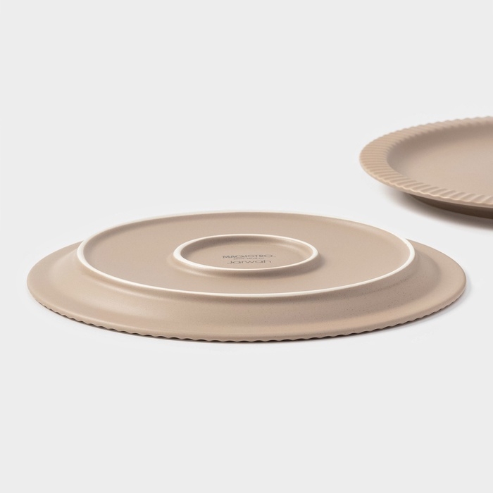 Тарелки Magistro Jarwah Lausanne, d=25 см, обеденные, набор 2 шт, фарфор, бежевые Тарелки Magistro Jarwah Lausanne, d=25 см, обеденные, набор 2 шт, фарфор, бежевые