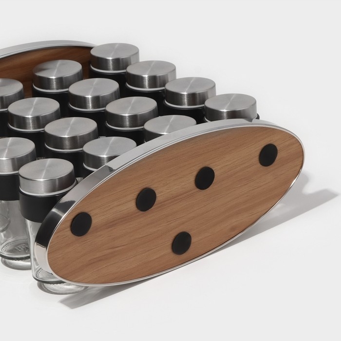 Набор стеклянных баночек для специй на подставке Magistro «Модерн», 16 шт Набор стеклянных баночек для специй на подставке Magistro «Модерн», 16 шт