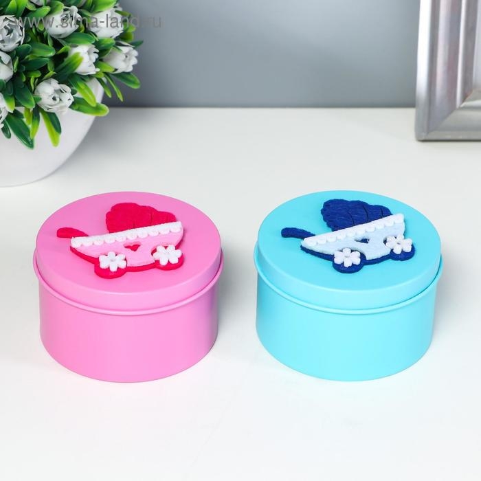 Шкатулка металл круглая Шкатулка металл круглая "Колясочка" МИКС 4,5х7,5х7,5 см