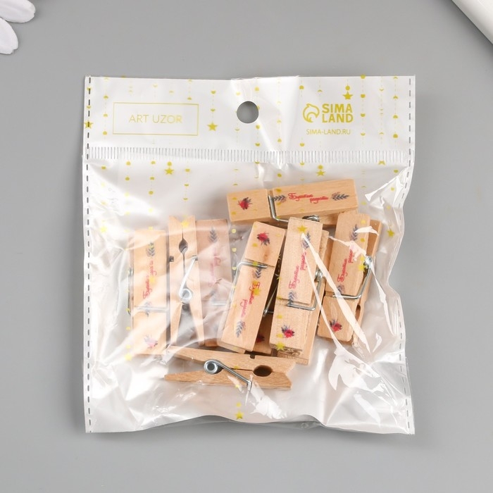 Декор для творчества дерево Декор для творчества дерево "Прищепка - Букетик радости" набор 10 шт