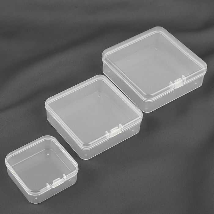 Набор контейнеров для рукоделия, 3 шт, 8,1 × 2,6 / 7,2 × 2,5 / 5,2 × 2 см, цвет прозрачный Набор контейнеров для рукоделия, 3 шт, 8,1 × 2,6 / 7,2 × 2,5 / 5,2 × 2 см, цвет прозрачный