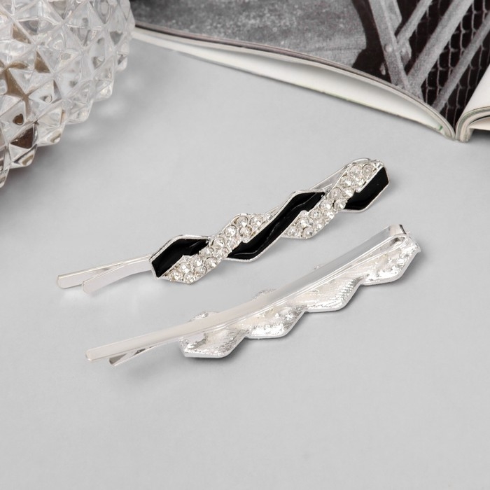 Невидимка для волос  Невидимка для волос "Кэли" (набор 2 шт) грация, 6 см, серебро