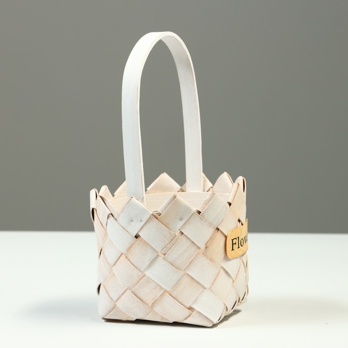 Корзина плетеная, 13,5х10,5/24,5 см, белый, секвойя Корзина плетеная, 13,5х10,5/24,5 см, белый, секвойя