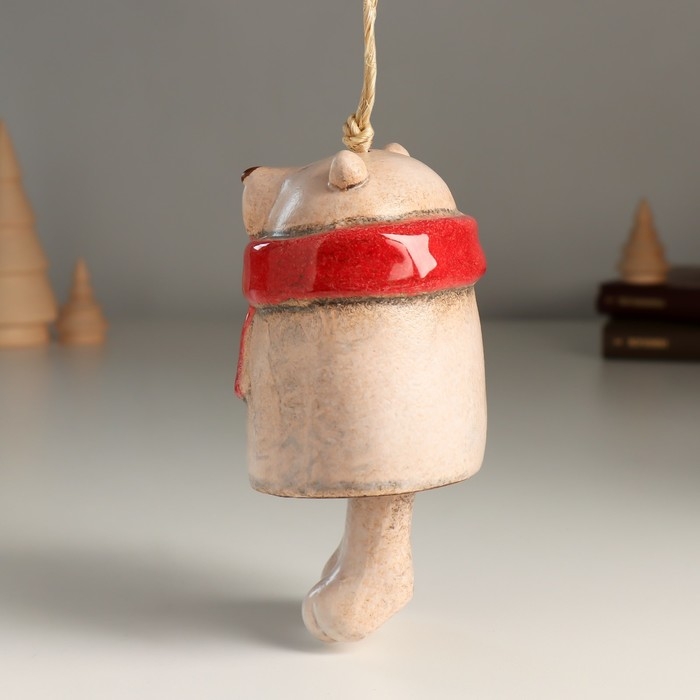 Колокольчик керамика  Колокольчик керамика "Медвежонок в красном шарфе" 6,6х8х9 см