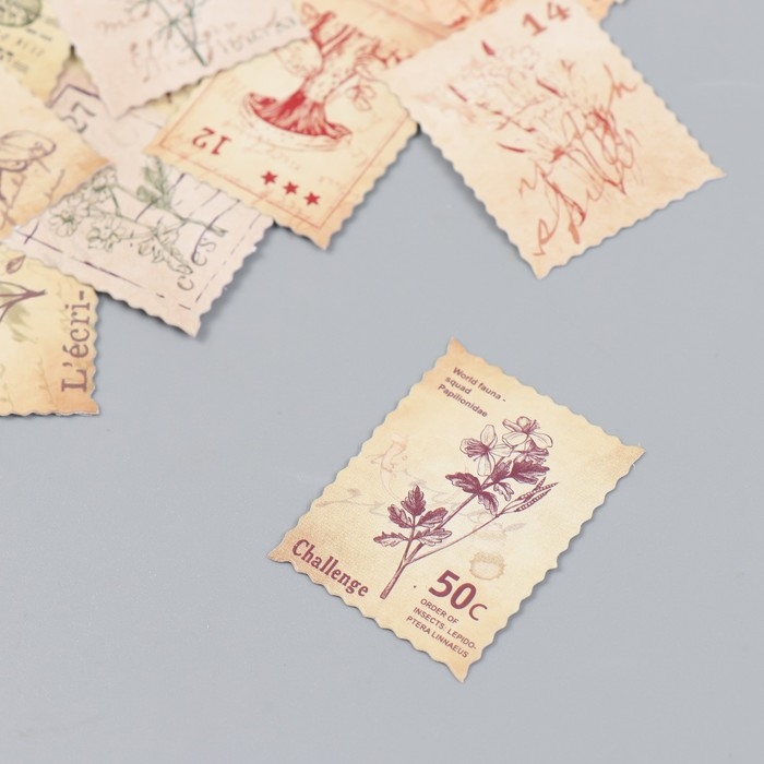 Наклейки для творчества Наклейки для творчества "Ретро марки" набор 46 шт 4,4х4,4х1,1 см