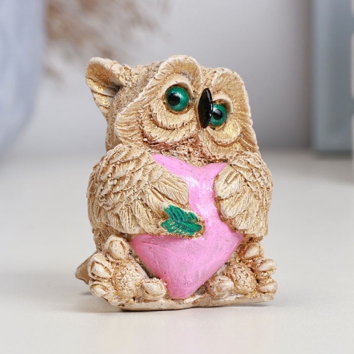 Фигура Фигура "Сова с сердцем" слоновая кость, 6х6х5см